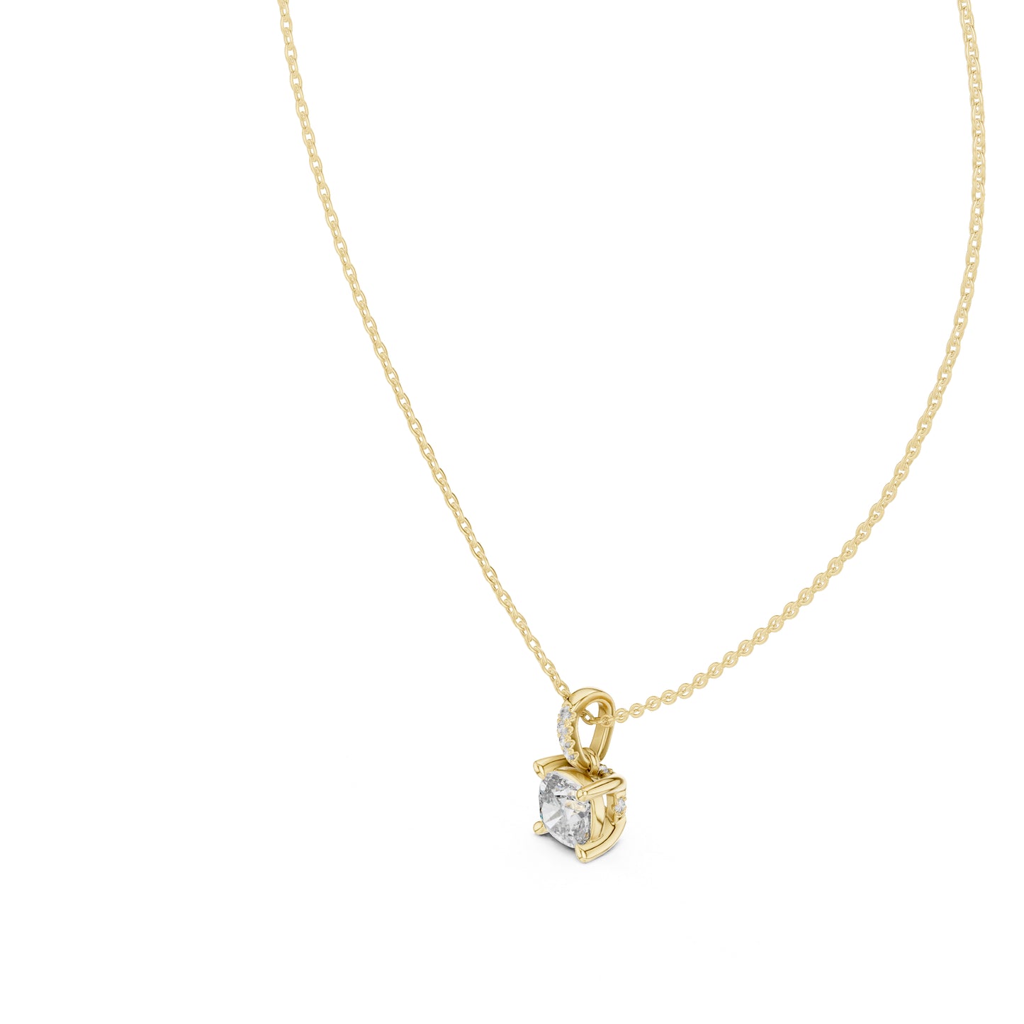 14K Yellow Gold Cushion & Round Lab-Grown Diamond Pendant for Women | Office Wear | Pure Carat