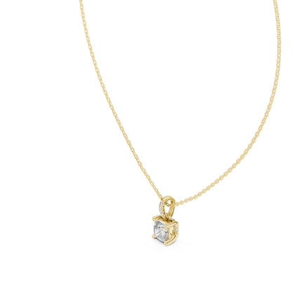 14K Yellow Gold Cushion & Round Lab-Grown Diamond Pendant for Women | Office Wear | Pure Carat
