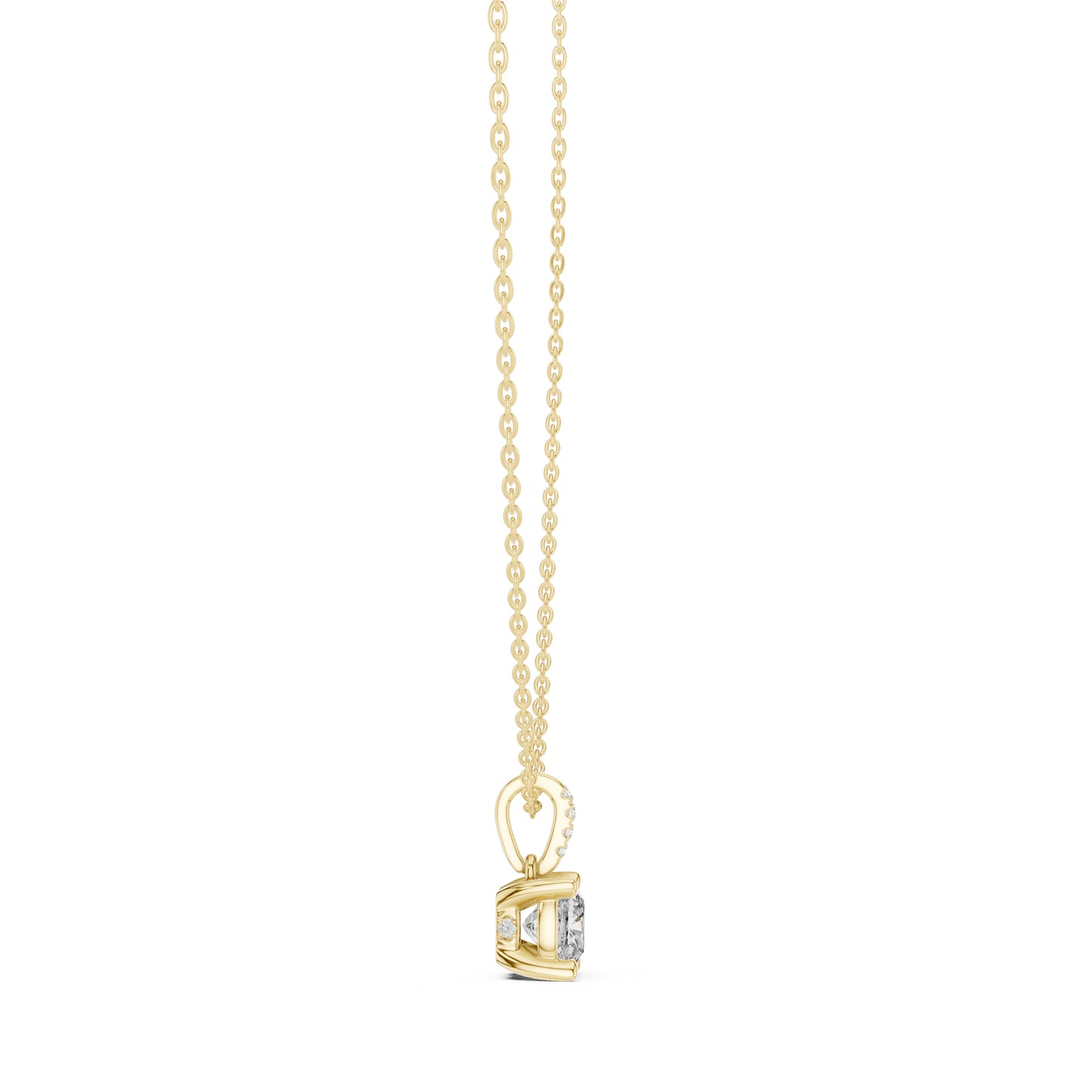 14K Yellow Gold Cushion & Round Lab-Grown Diamond Pendant for Women | Office Wear | Pure Carat