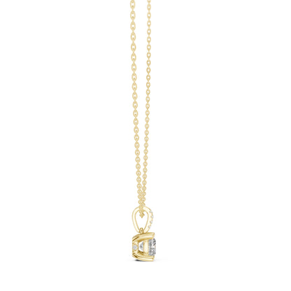 14K Yellow Gold Cushion & Round Lab-Grown Diamond Pendant for Women | Office Wear | Pure Carat