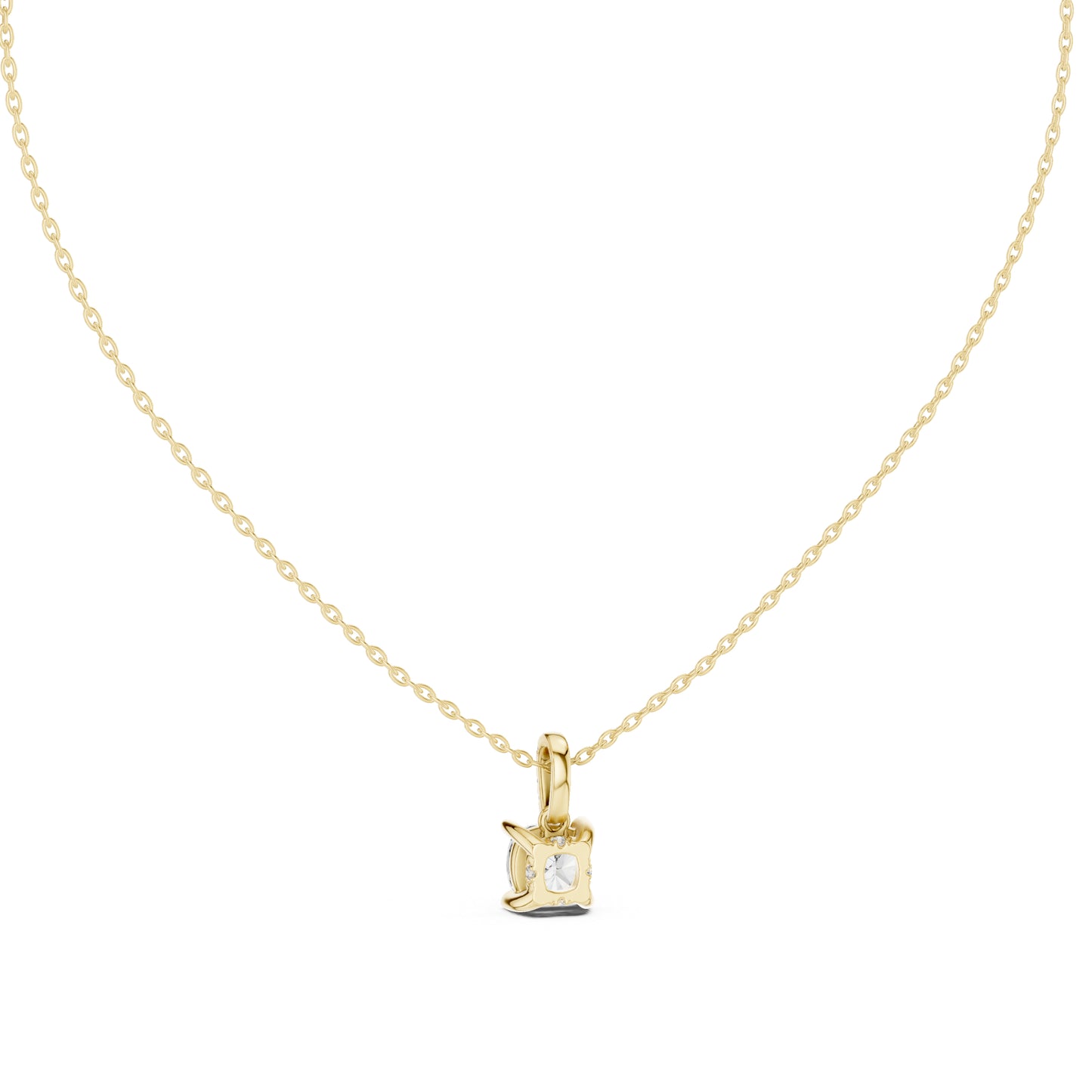 14K Yellow Gold Cushion & Round Lab-Grown Diamond Pendant for Women | Office Wear | Pure Carat