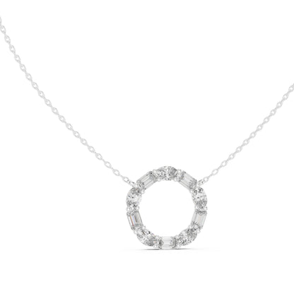 14K White Gold Oval & Emerald Lab-Grown Diamond Pendant for Women | Anniversary Gift | Pure Carat