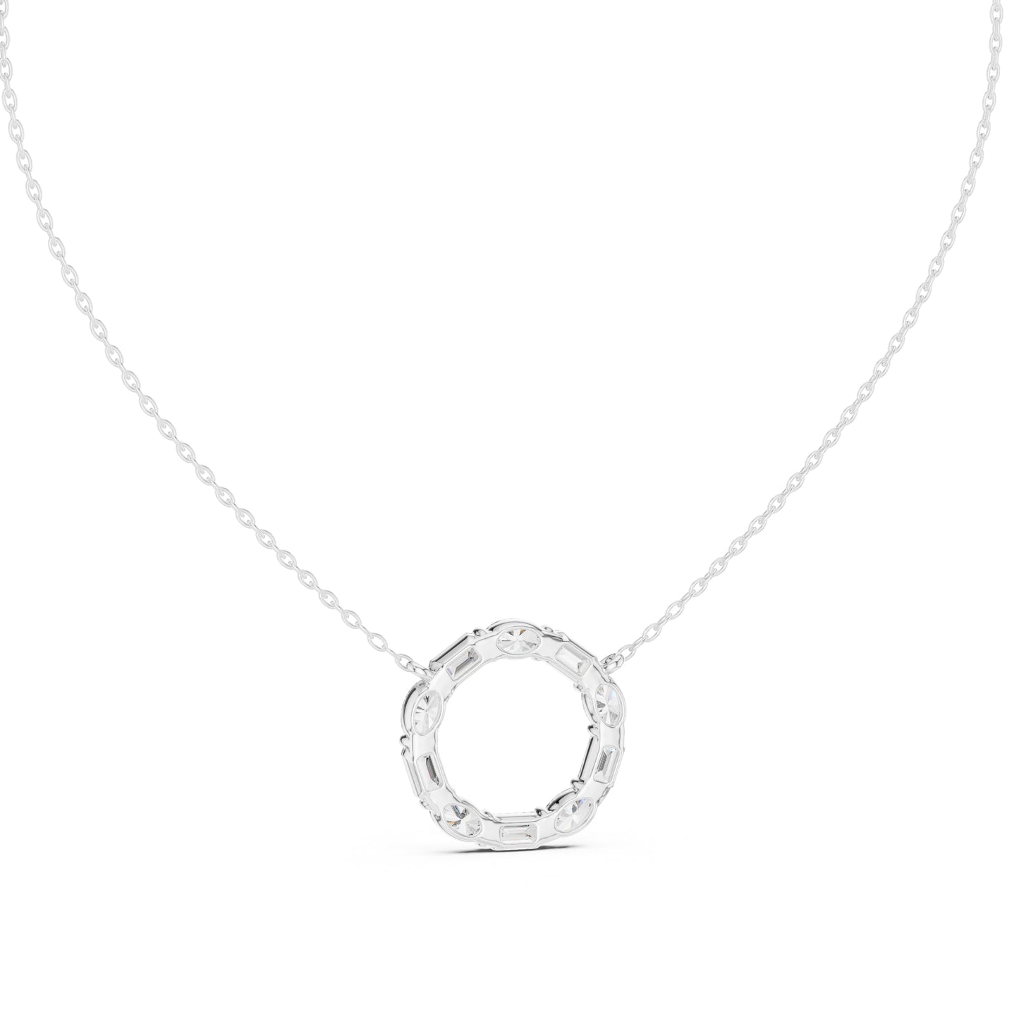 14K White Gold Oval & Emerald Lab-Grown Diamond Pendant for Women | Anniversary Gift | Pure Carat