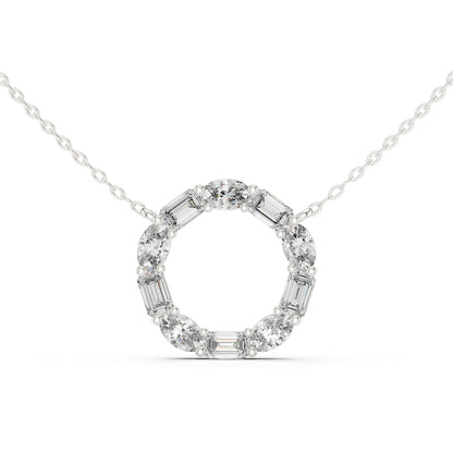 14K White Gold Oval & Emerald Lab-Grown Diamond Pendant for Women | Anniversary Gift | Pure Carat