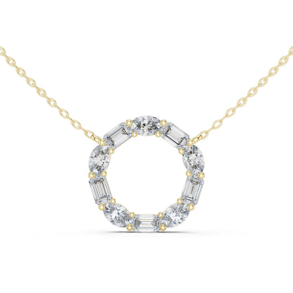 14K White Gold Oval & Emerald Lab-Grown Diamond Pendant for Women | Anniversary Gift | Pure Carat