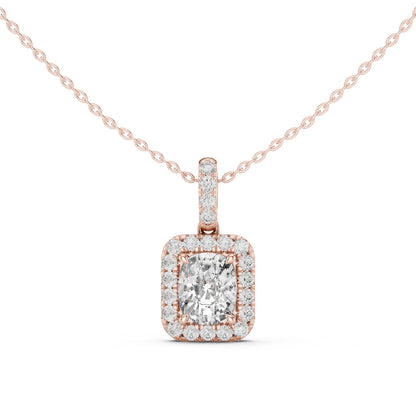 18K Yellow Gold Cushion & Round Lab-Grown Diamond Pendant for Women | Engagement | Pure Carat
