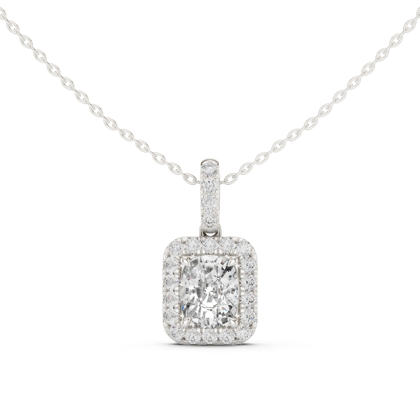 18K Yellow Gold Cushion & Round Lab-Grown Diamond Pendant for Women | Engagement | Pure Carat