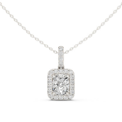 18K Yellow Gold Cushion & Round Lab-Grown Diamond Pendant for Women | Engagement | Pure Carat