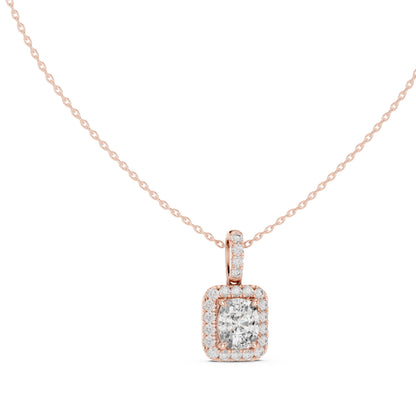 18K Yellow Gold Cushion & Round Lab-Grown Diamond Pendant for Women | Engagement | Pure Carat