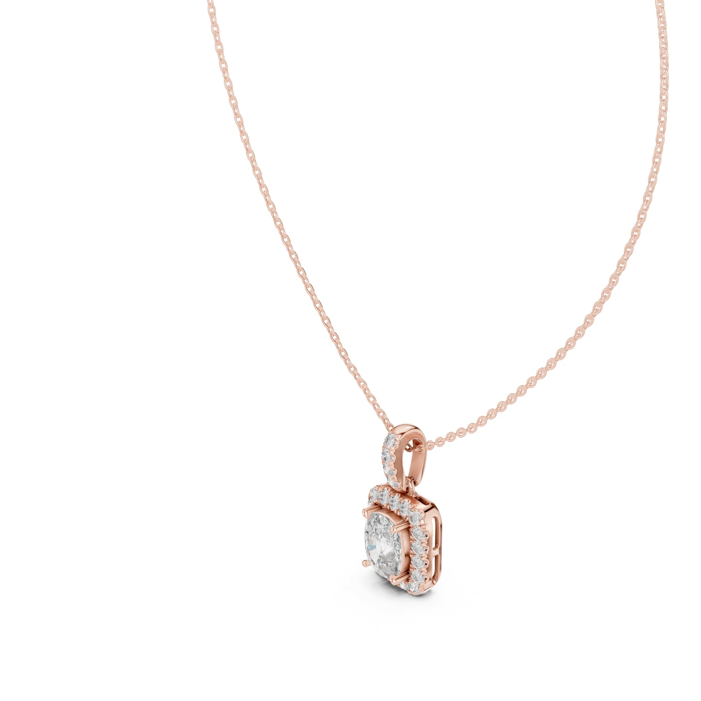 18K Yellow Gold Cushion & Round Lab-Grown Diamond Pendant for Women | Engagement | Pure Carat