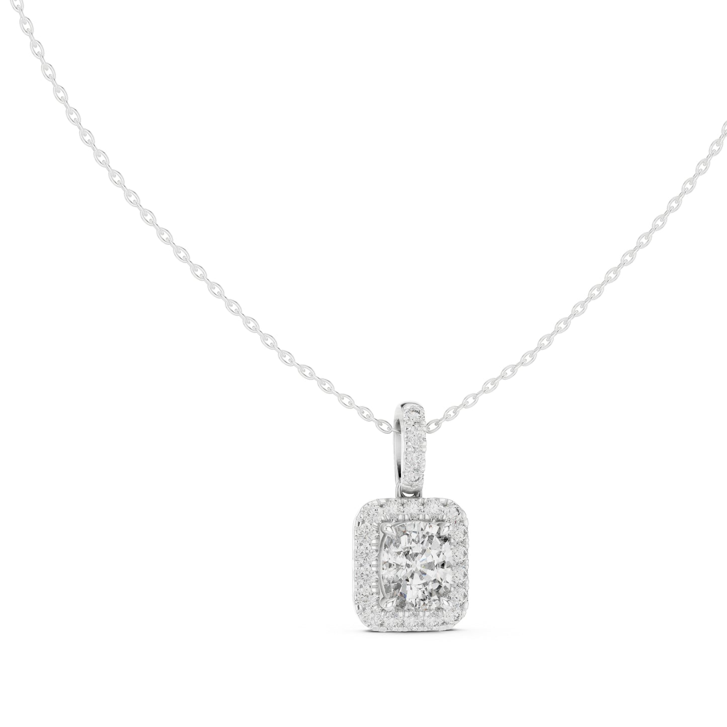 18K Yellow Gold Cushion & Round Lab-Grown Diamond Pendant for Women | Engagement | Pure Carat