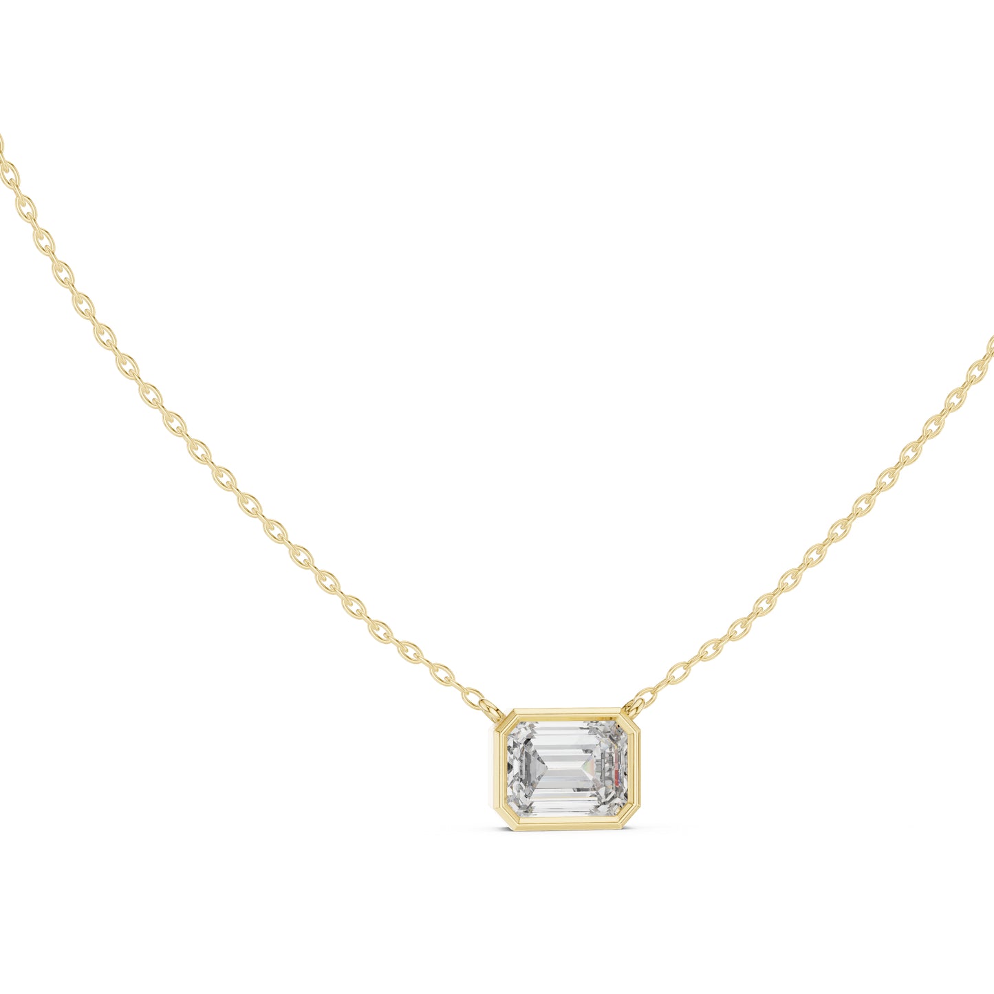 18K Yellow Gold Emerald Lab-Grown Diamond Pendant for Women | Office Wear | Pure Carat
