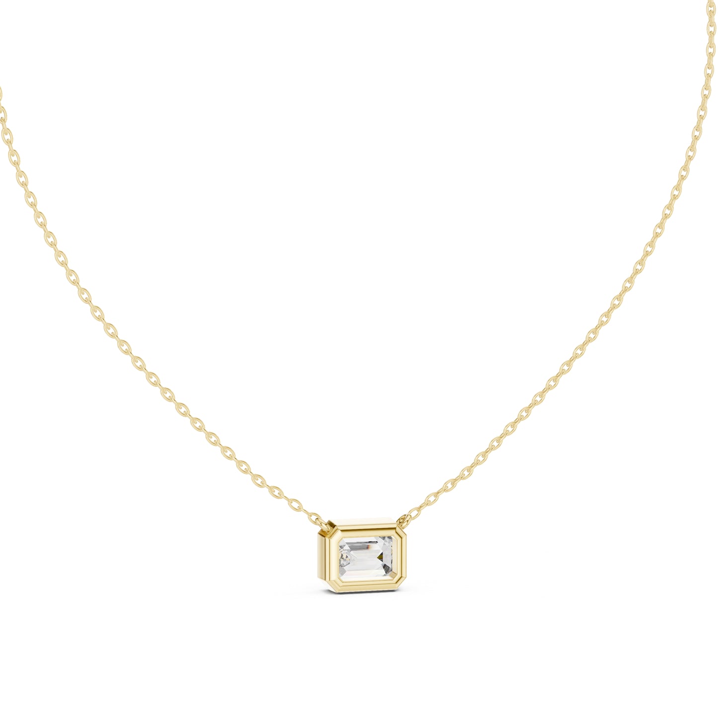 18K Yellow Gold Emerald Lab-Grown Diamond Pendant for Women | Office Wear | Pure Carat