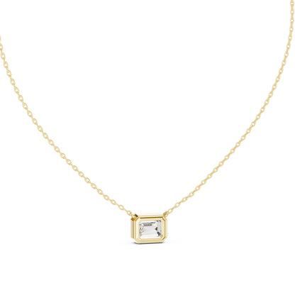 18K Yellow Gold Emerald Lab-Grown Diamond Pendant for Women | Office Wear | Pure Carat