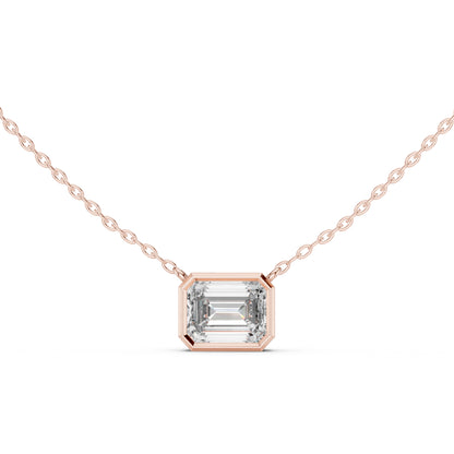 18K Yellow Gold Emerald Lab-Grown Diamond Pendant for Women | Office Wear | Pure Carat