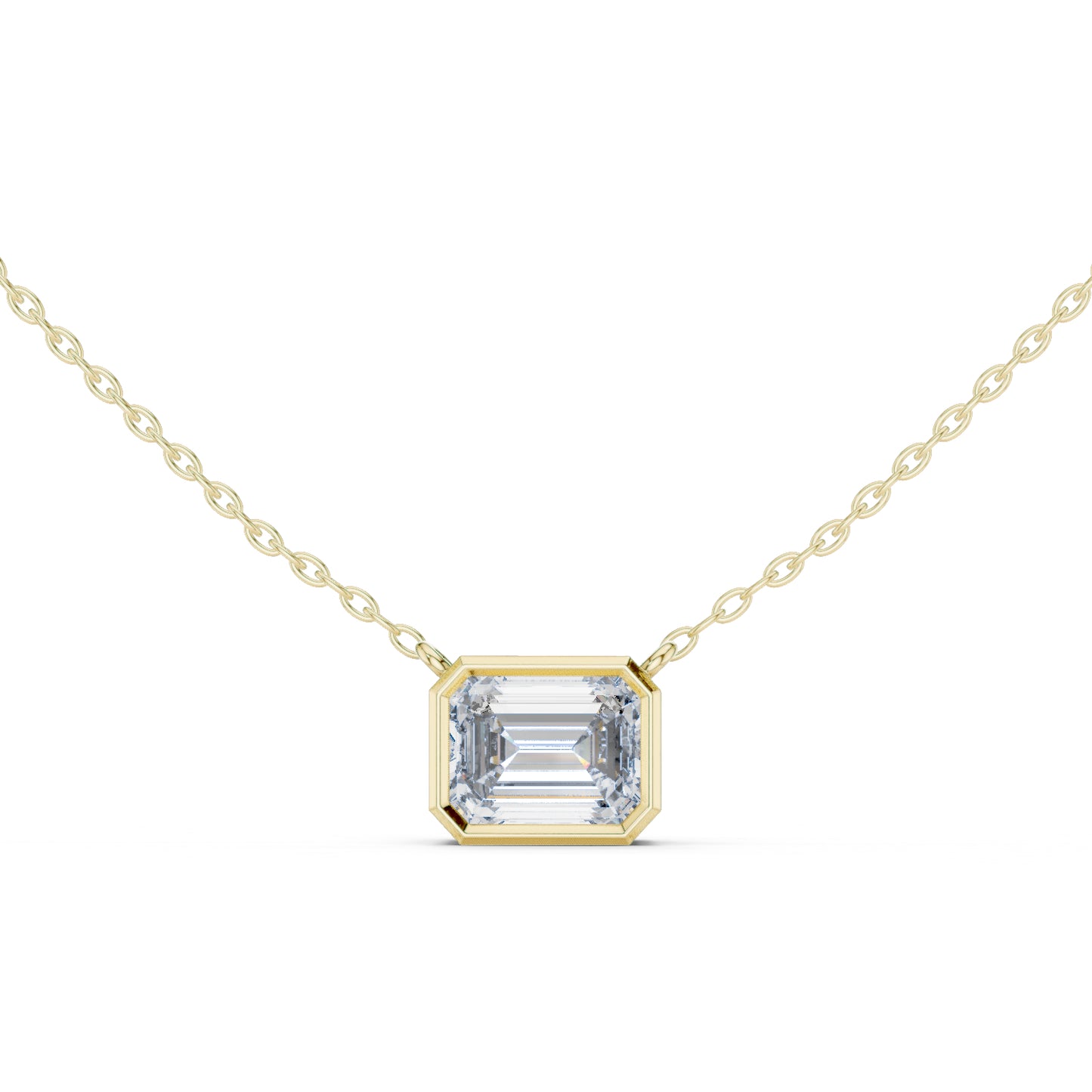 18K Yellow Gold Emerald Lab-Grown Diamond Pendant for Women | Office Wear | Pure Carat
