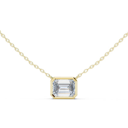18K Yellow Gold Emerald Lab-Grown Diamond Pendant for Women | Office Wear | Pure Carat