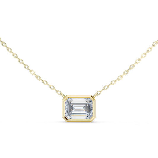 18K Yellow Gold Emerald Lab-Grown Diamond Pendant for Women | Office Wear | Pure Carat