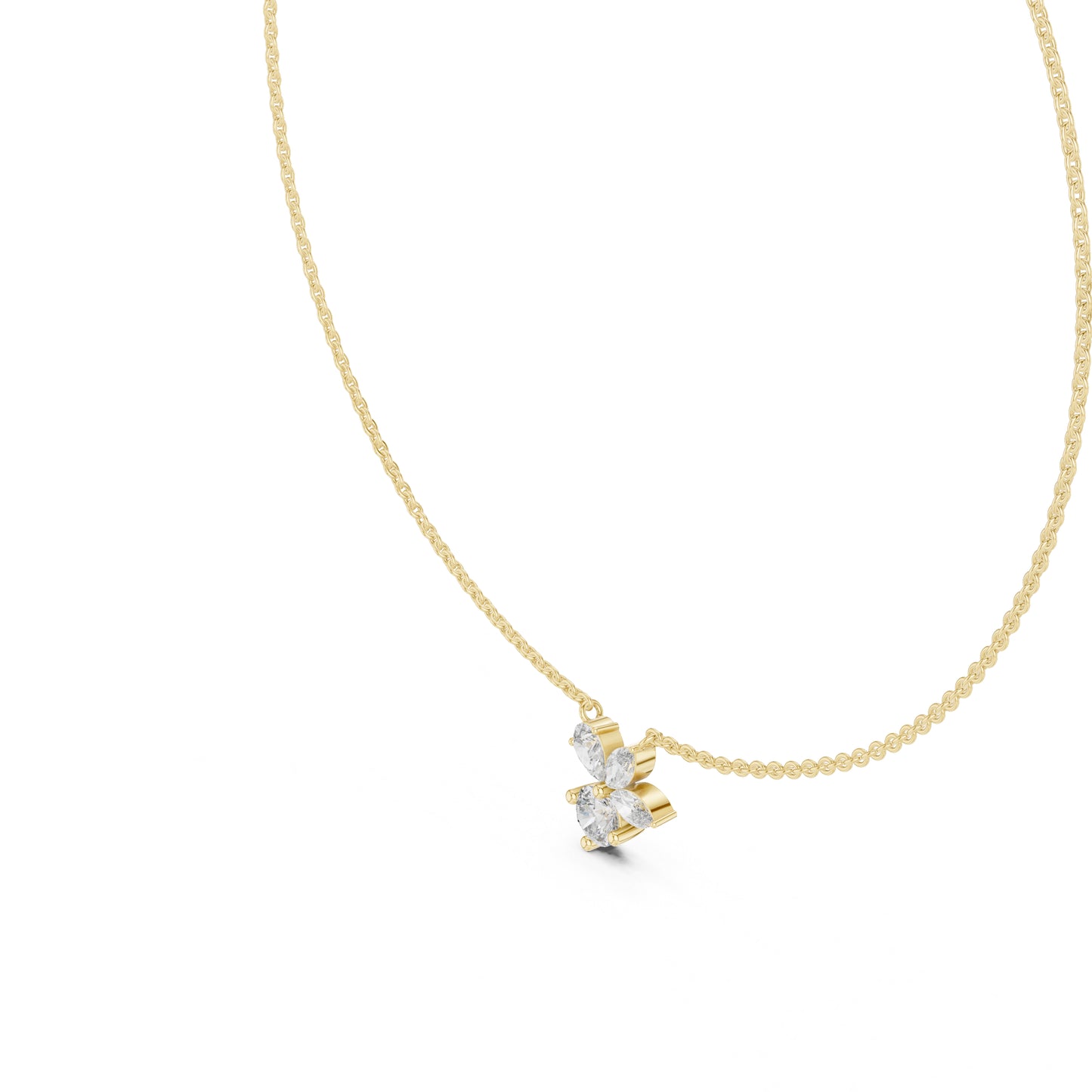 14k White Gold Marquise/Pear/Round Lab-Grown Diamond Everyday Wear Pendant | Pure Carat