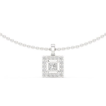 18k White Gold Princess/Round Lab-Grown Diamond Party Wear Pendant for Women | Pure Carat