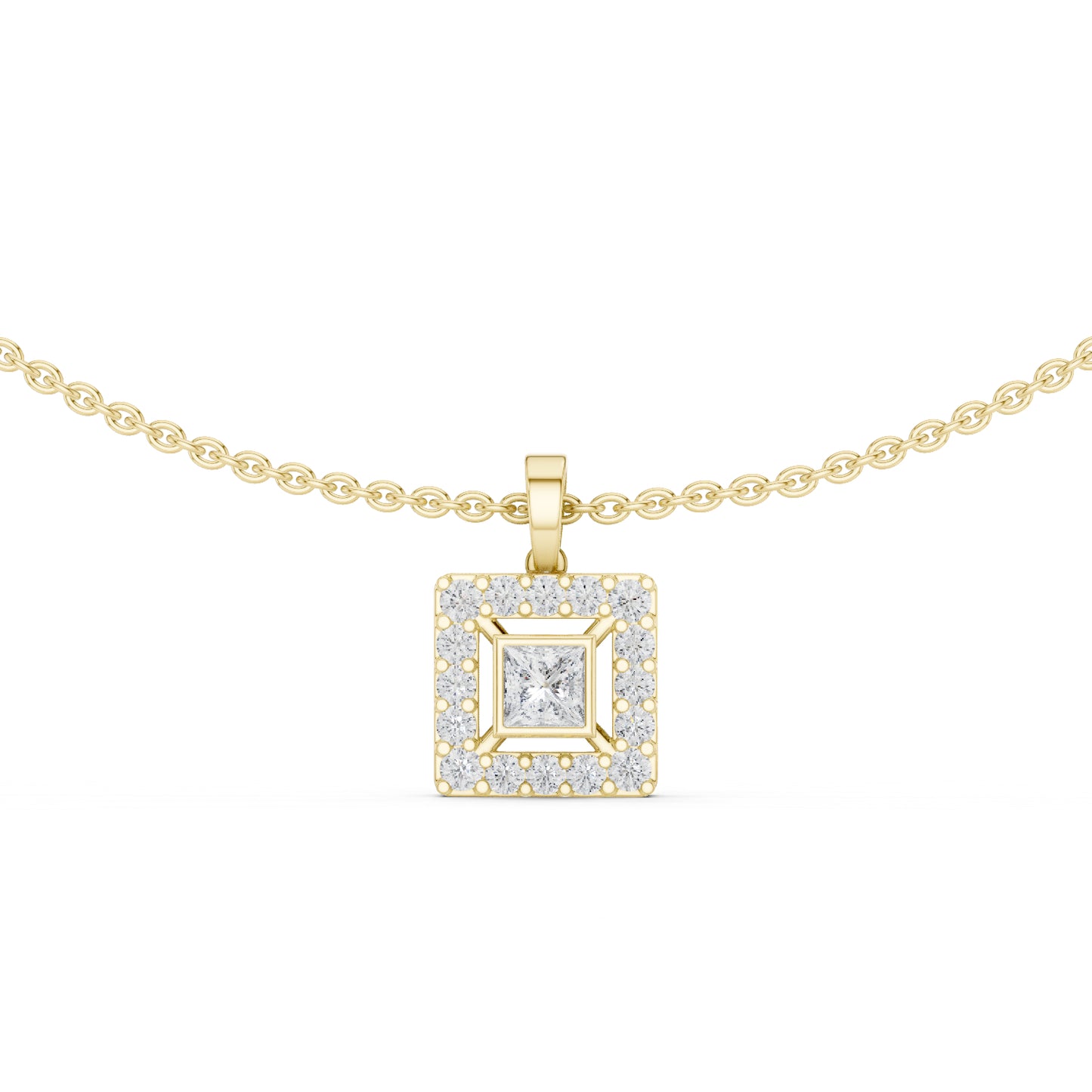 18k White Gold Princess/Round Lab-Grown Diamond Party Wear Pendant for Women | Pure Carat