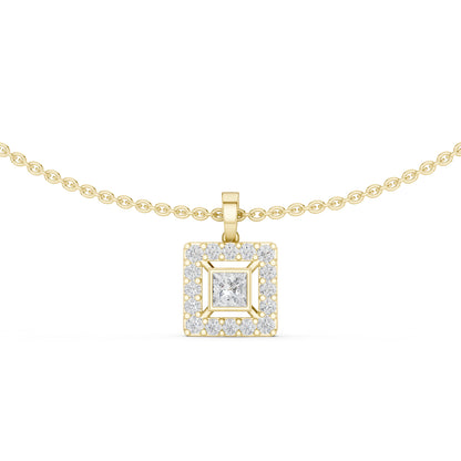 18k White Gold Princess/Round Lab-Grown Diamond Party Wear Pendant for Women | Pure Carat