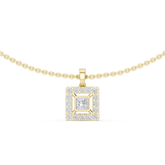 18k White Gold Princess/Round Lab-Grown Diamond Party Wear Pendant for Women | Pure Carat