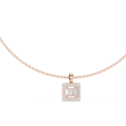 18k White Gold Princess/Round Lab-Grown Diamond Party Wear Pendant for Women | Pure Carat