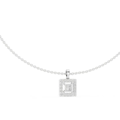 18k White Gold Princess/Round Lab-Grown Diamond Party Wear Pendant for Women | Pure Carat