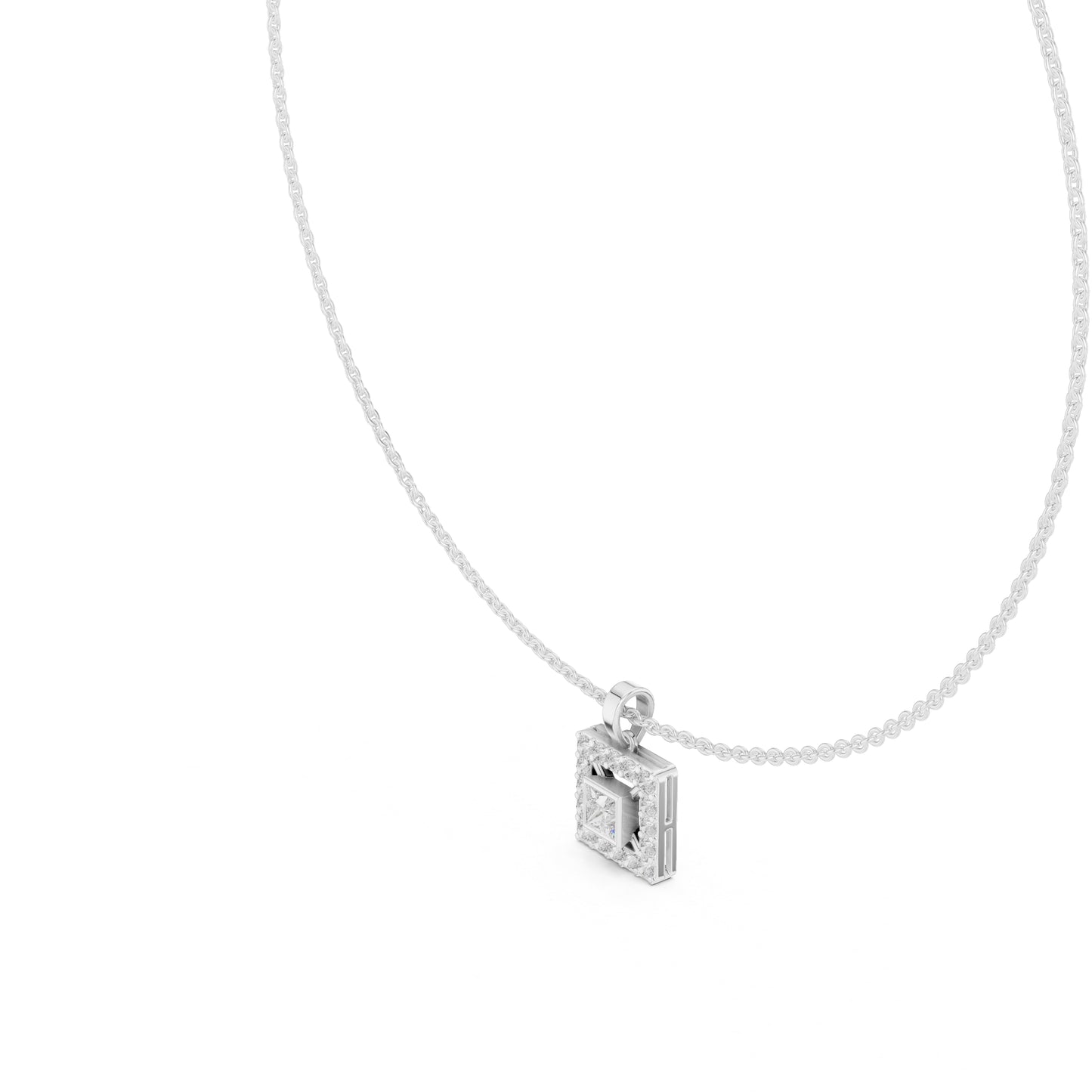 18k White Gold Princess/Round Lab-Grown Diamond Party Wear Pendant for Women | Pure Carat