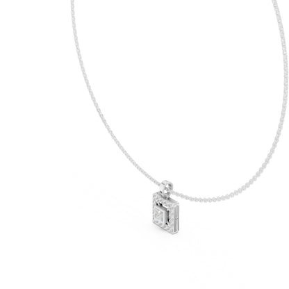 18k White Gold Princess/Round Lab-Grown Diamond Party Wear Pendant for Women | Pure Carat
