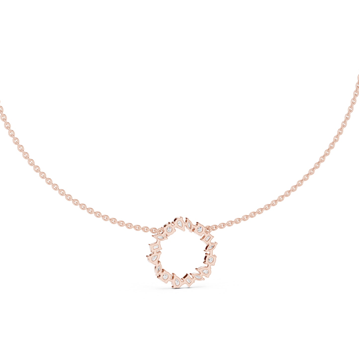 18k Rose Gold Marquise/Pear/Emerald/Round Cut Diamond Engagement Pendant for Women | Pure Carat