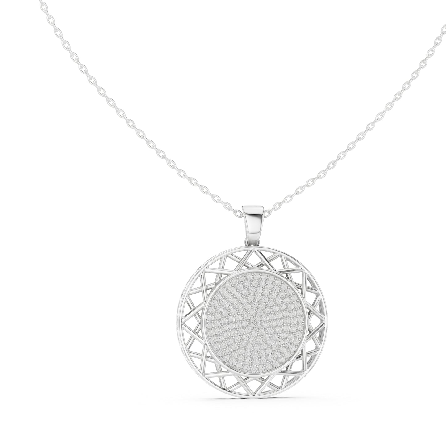 18K White Gold Round Lab-Grown Diamond Pendant for Women | Wedding Wear | Pure Carat