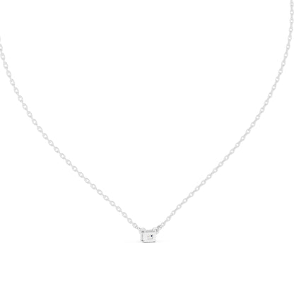 18K Yellow Gold Emerald & Round Lab-Grown Diamond Pendant for Women | Everyday Wear | Pure Carat