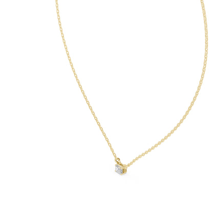 18K Yellow Gold Emerald & Round Lab-Grown Diamond Pendant for Women | Everyday Wear | Pure Carat