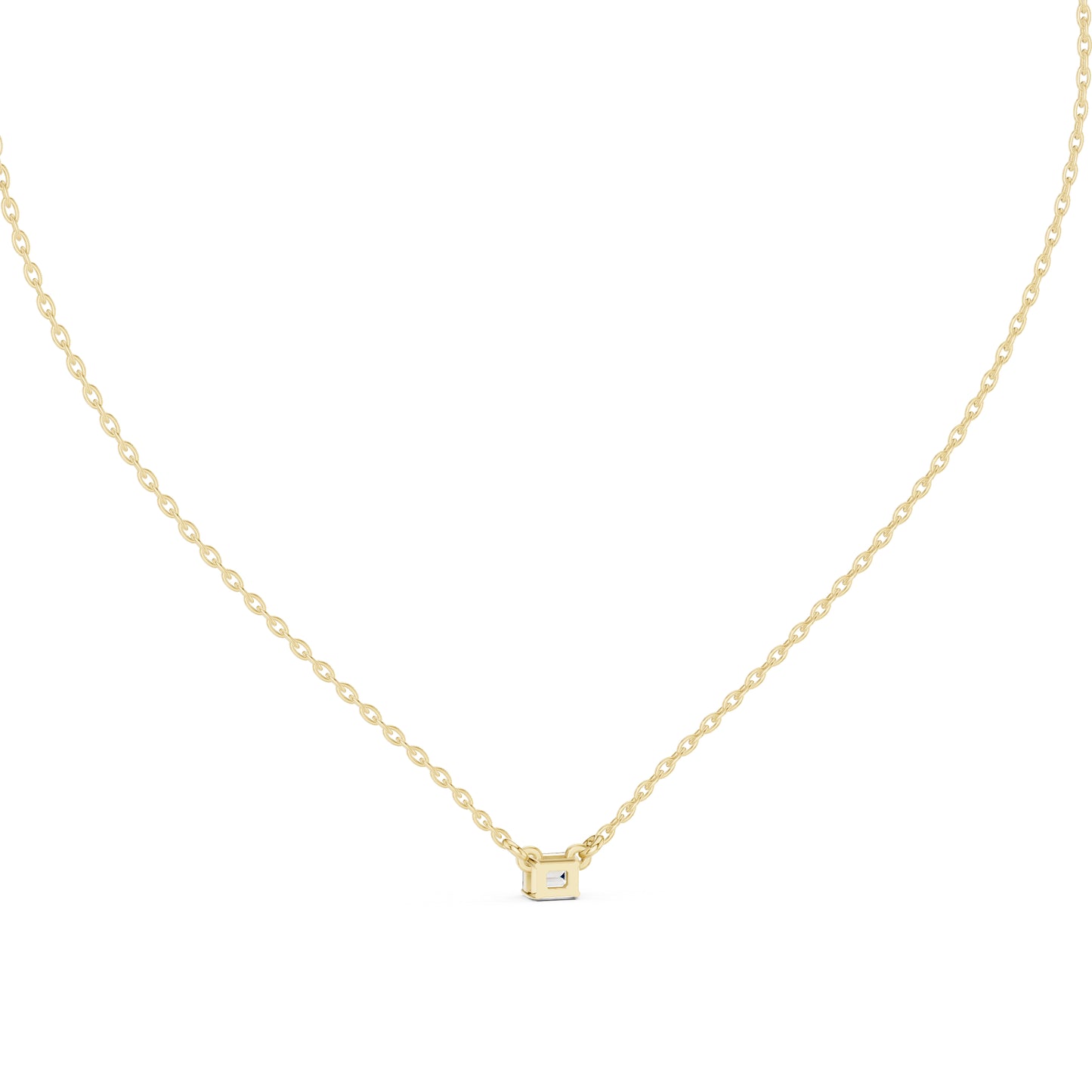 18K Yellow Gold Emerald & Round Lab-Grown Diamond Pendant for Women | Everyday Wear | Pure Carat