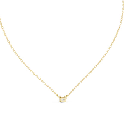 18K Yellow Gold Emerald & Round Lab-Grown Diamond Pendant for Women | Everyday Wear | Pure Carat