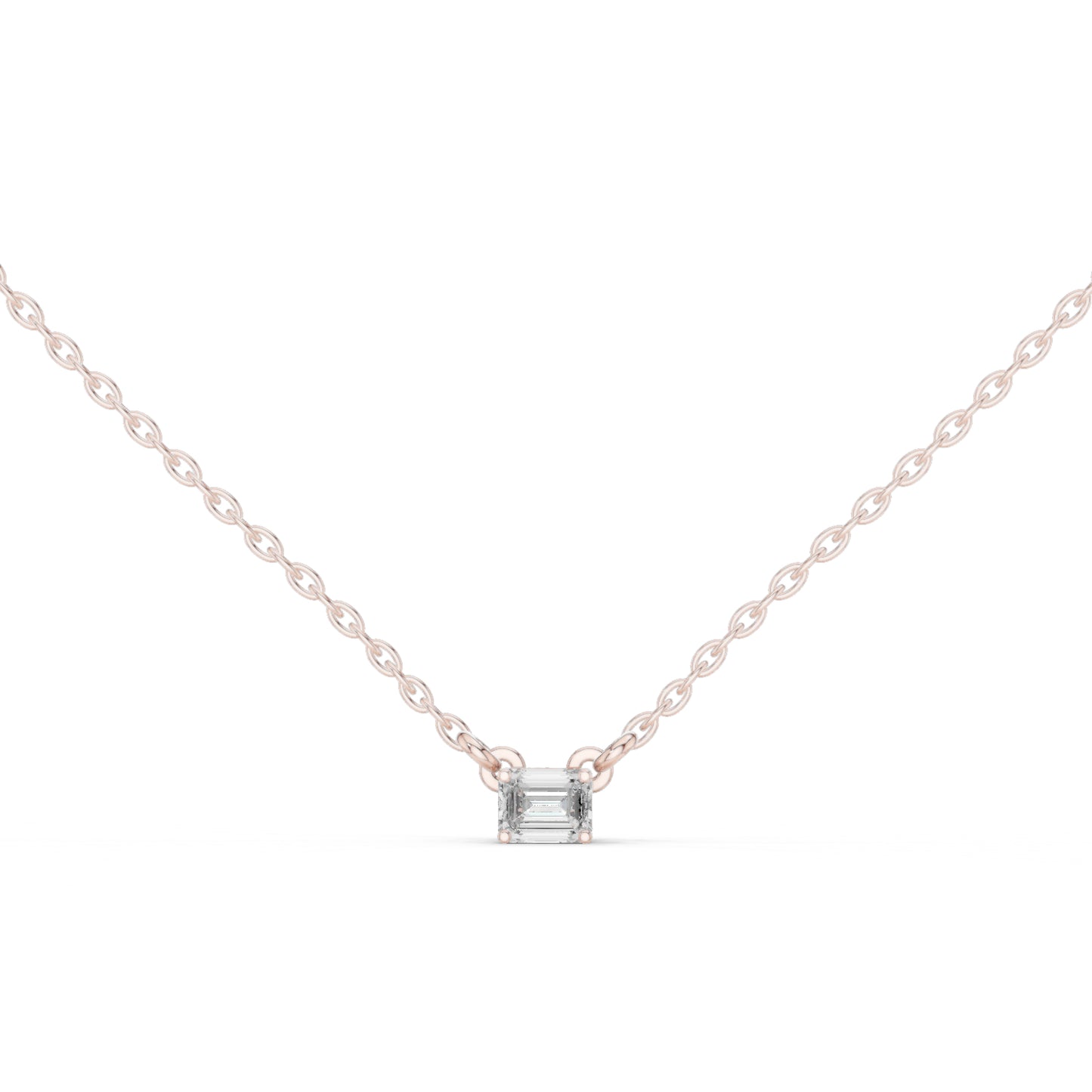 18K Yellow Gold Emerald & Round Lab-Grown Diamond Pendant for Women | Everyday Wear | Pure Carat