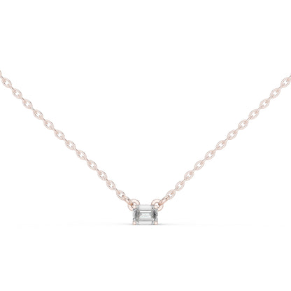 18K Yellow Gold Emerald & Round Lab-Grown Diamond Pendant for Women | Everyday Wear | Pure Carat