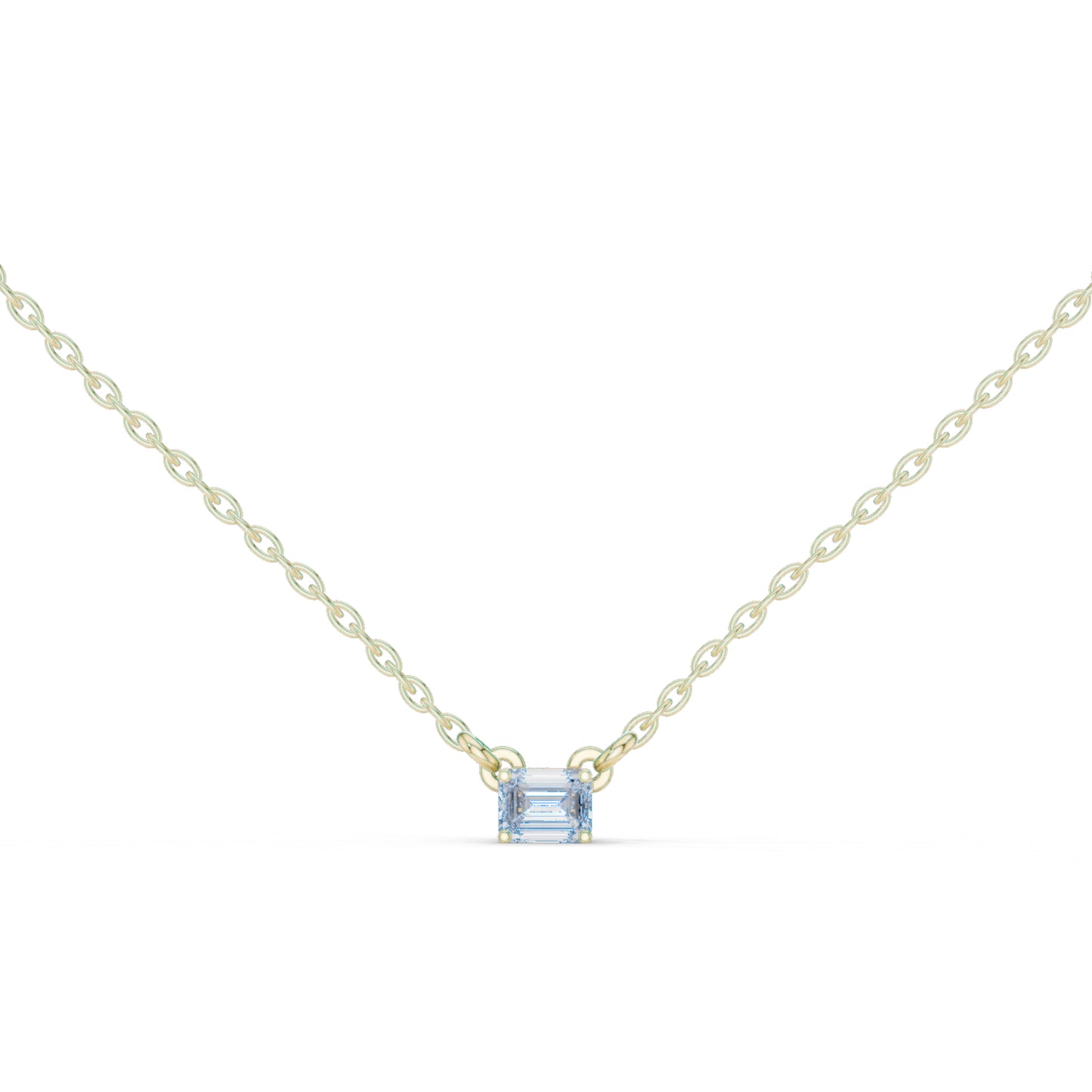 18K Yellow Gold Emerald & Round Lab-Grown Diamond Pendant for Women | Everyday Wear | Pure Carat