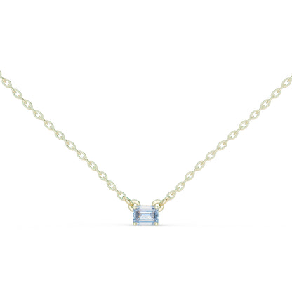 18K Yellow Gold Emerald & Round Lab-Grown Diamond Pendant for Women | Everyday Wear | Pure Carat