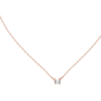 18K Yellow Gold Emerald & Round Lab-Grown Diamond Pendant for Women | Everyday Wear | Pure Carat