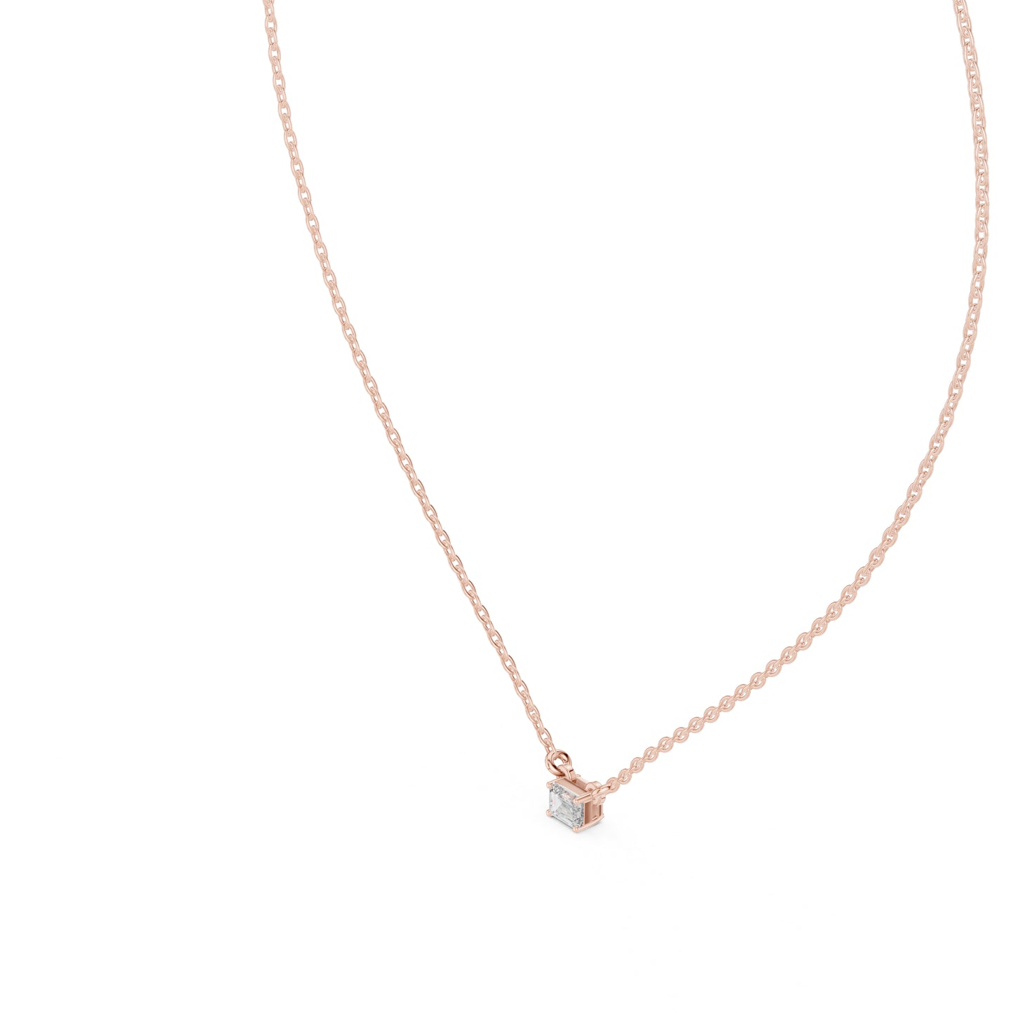 18K Yellow Gold Emerald & Round Lab-Grown Diamond Pendant for Women | Everyday Wear | Pure Carat