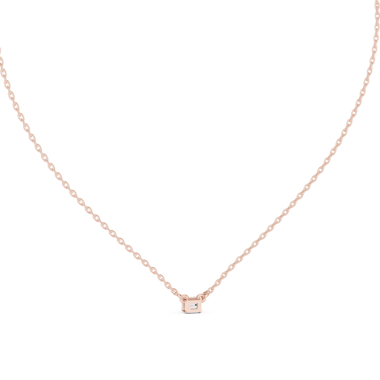 18K Yellow Gold Emerald & Round Lab-Grown Diamond Pendant for Women | Everyday Wear | Pure Carat