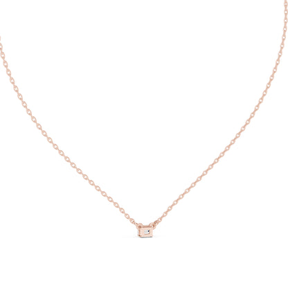 18K Yellow Gold Emerald & Round Lab-Grown Diamond Pendant for Women | Everyday Wear | Pure Carat