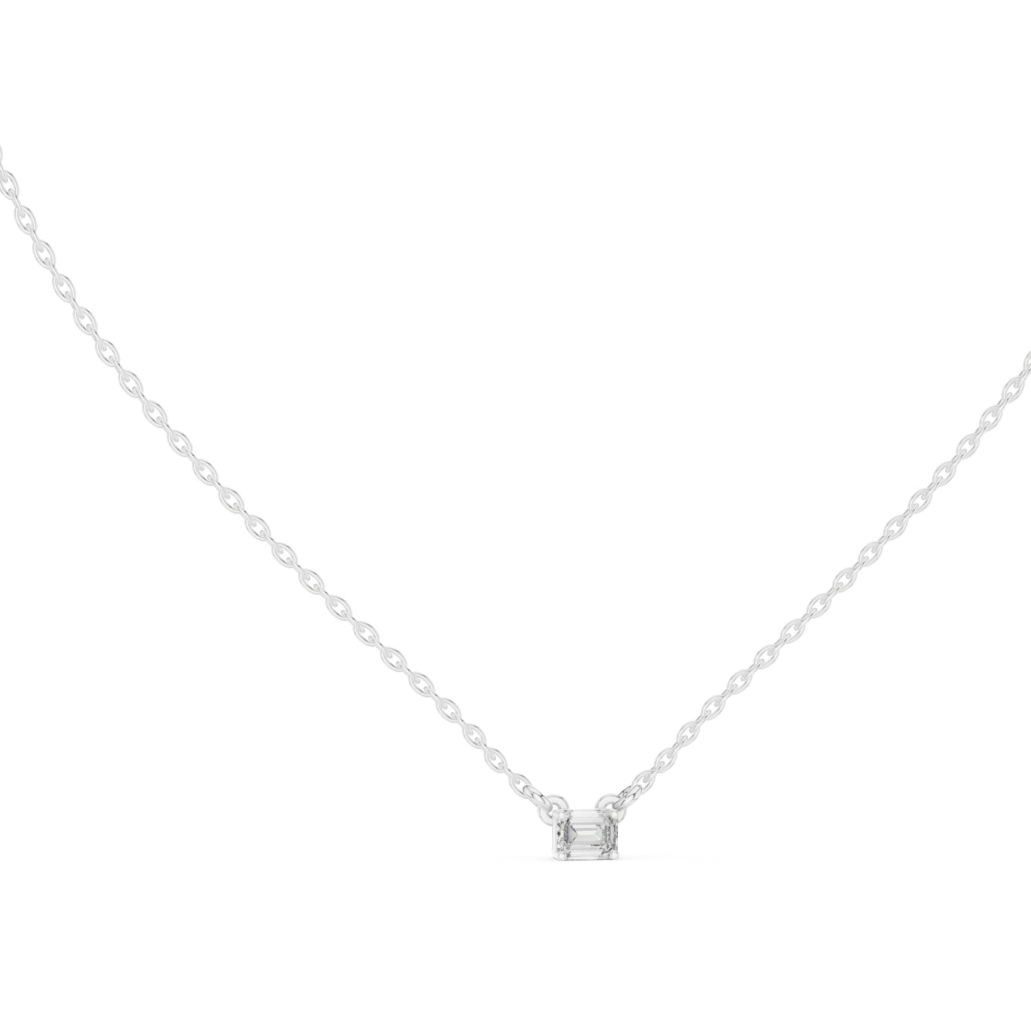 18K Yellow Gold Emerald & Round Lab-Grown Diamond Pendant for Women | Everyday Wear | Pure Carat