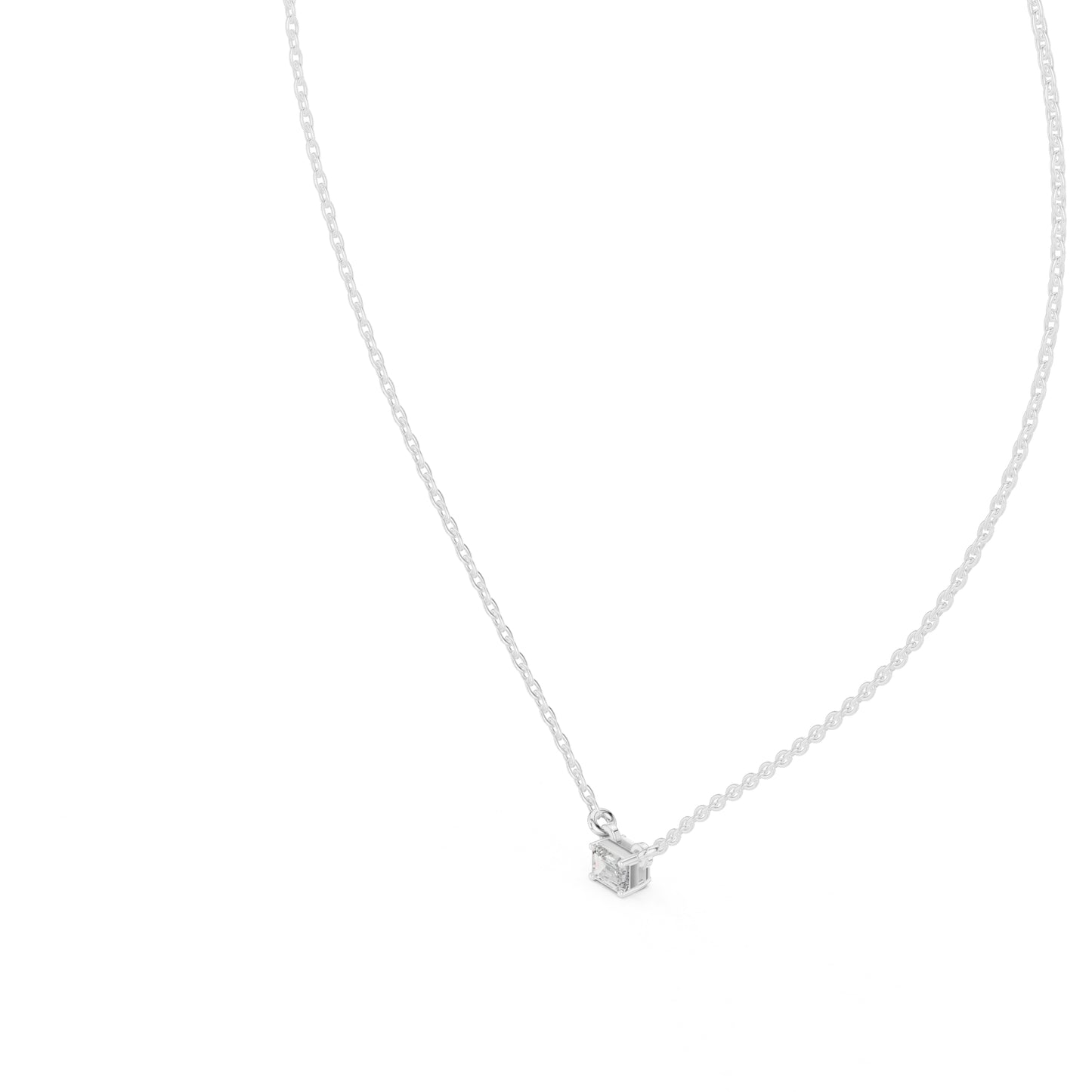 18K Yellow Gold Emerald & Round Lab-Grown Diamond Pendant for Women | Everyday Wear | Pure Carat