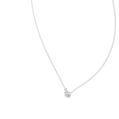 18K Yellow Gold Emerald & Round Lab-Grown Diamond Pendant for Women | Everyday Wear | Pure Carat