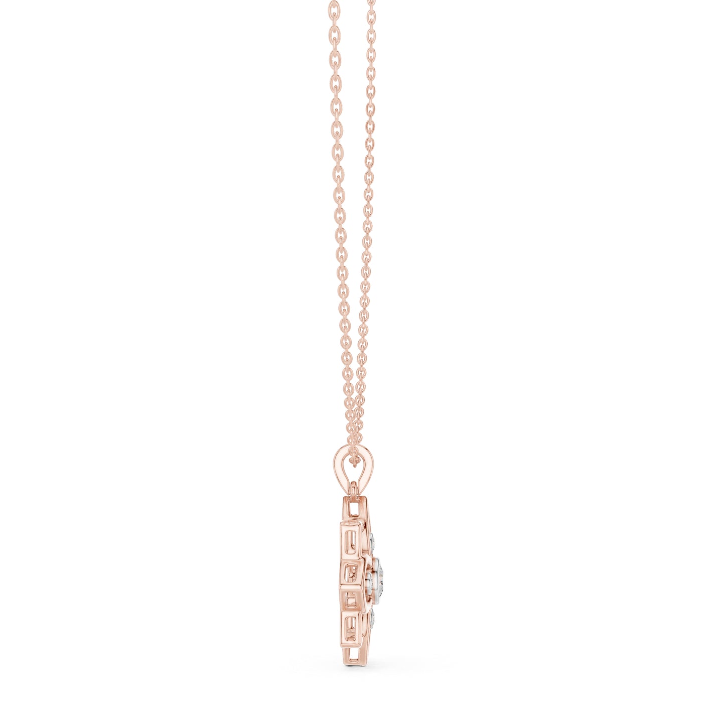 18K Rose Gold Round Lab-Grown Diamond Pendant for Women | Engagement | Pure Carat