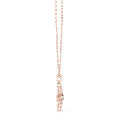 18K Rose Gold Round Lab-Grown Diamond Pendant for Women | Engagement | Pure Carat